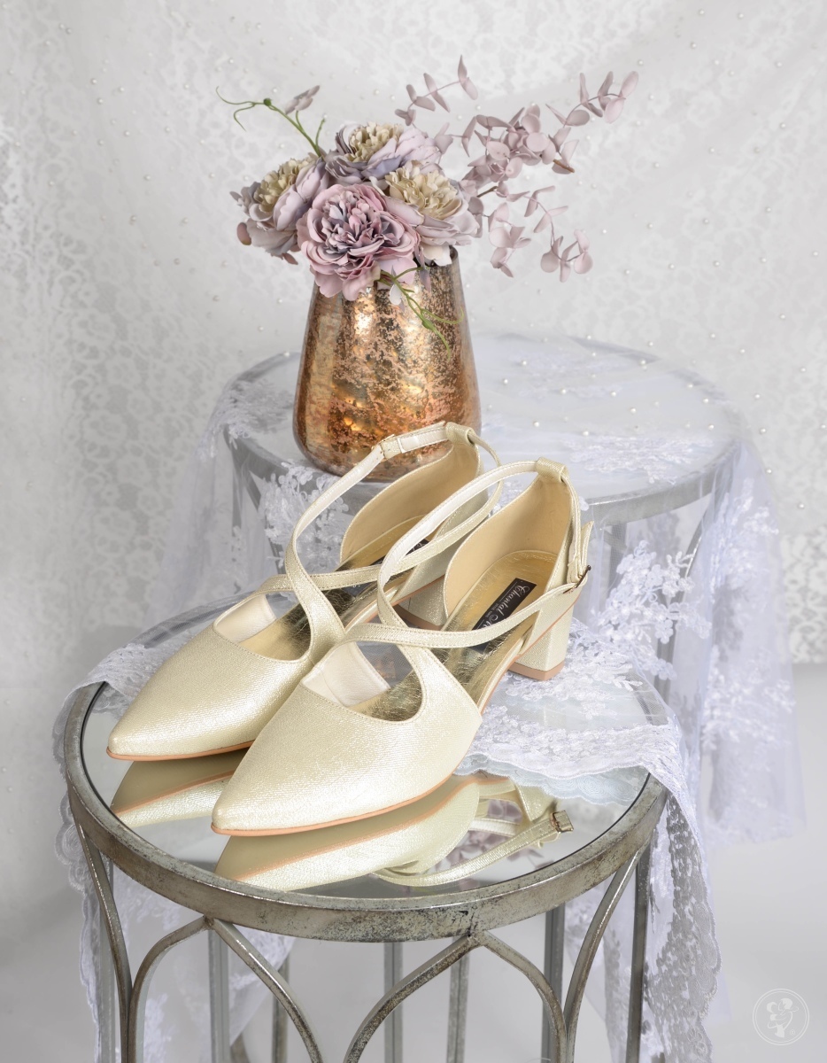 Sandały ślubne beżowo złote OLIWIA - zdjęcie 1