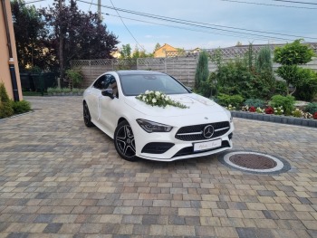Mercedes CLA do ślubu + dekoracja z żywych kwiatów, Samochód, auto do ślubu, limuzyna Wolbrom