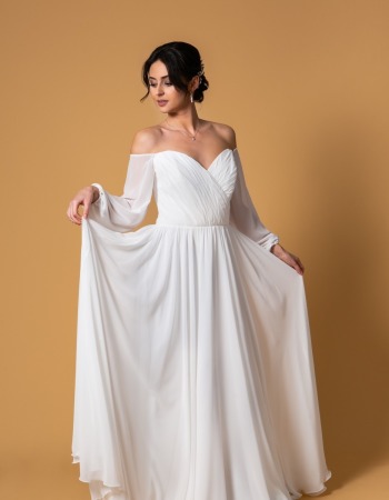 Suknia ślubna MYSTON z odkrytymi ramionami - zdjęcie 1
