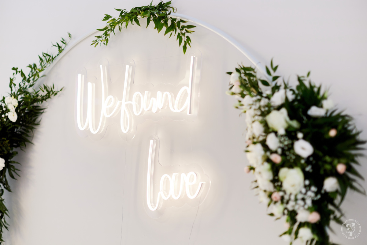 Neon, napis led WE FOUND LOVE na wynajem, dekoracja ślub, wesele 300zł | Dekoracje światłem Kraków, małopolskie - zdjęcie 1