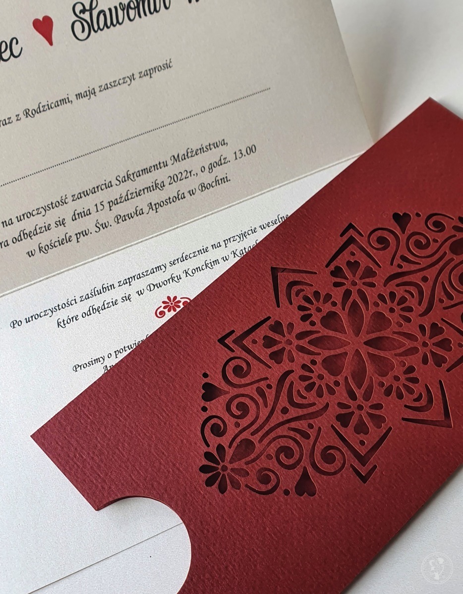 Zaproszenie z ażurową kopertą - zdjęcie 1
