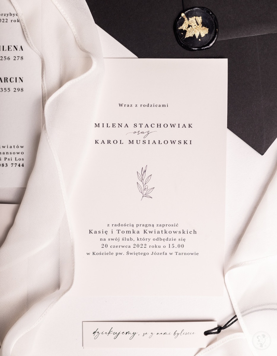 Minimalistyczne zaproszenie ślubne Olive minimal - zdjęcie 1