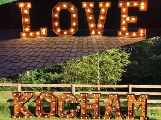 Rustykalny drewniany napis: LOVE, KOCHAM, 18, unikatowy nalewak,  Ciechanowiec