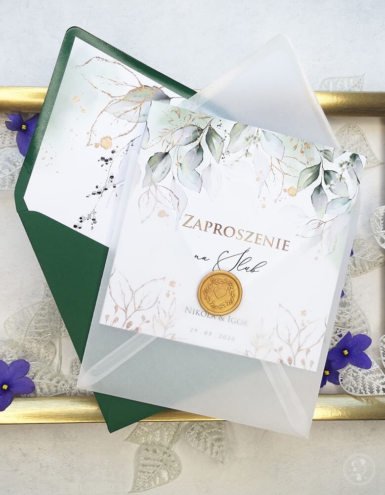 Zaproszenia na ślub Delikatne Liście - zdjęcie 1