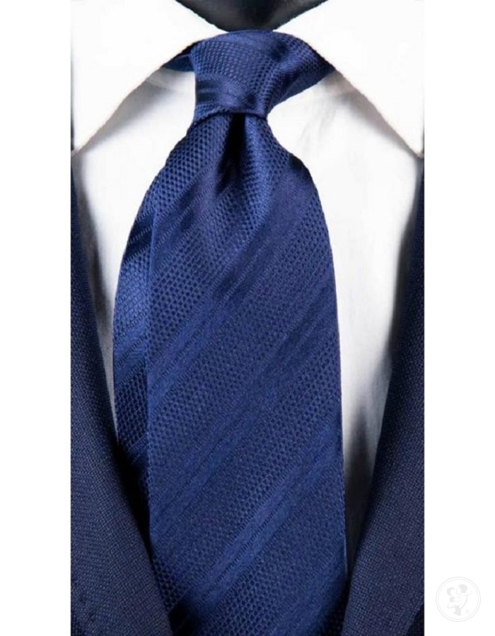 Niebieski, luksusowy krawat z jedwabiu - zdjęcie 1