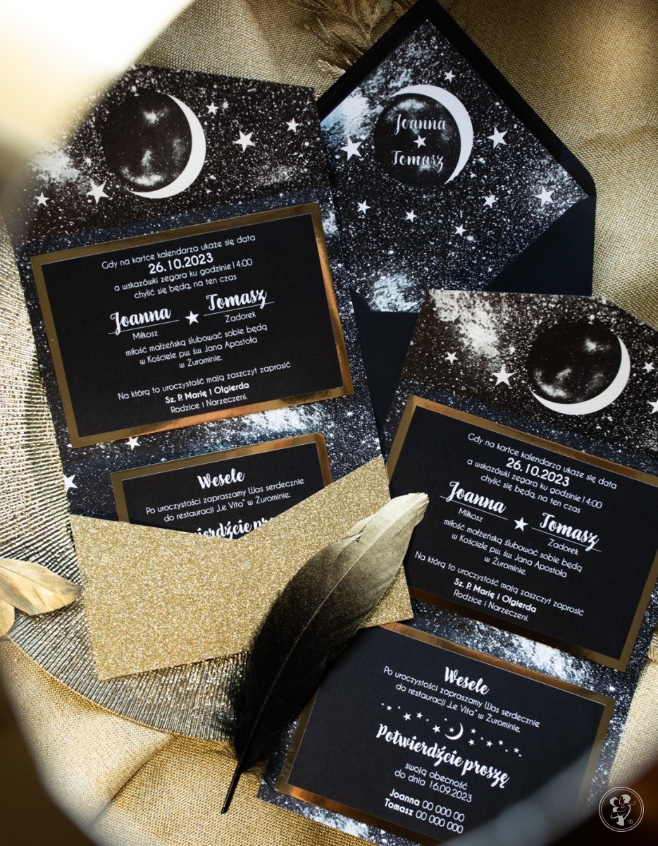 Zaproszenie ślubne w folderze – Czarny księżyc - zdjęcie 1