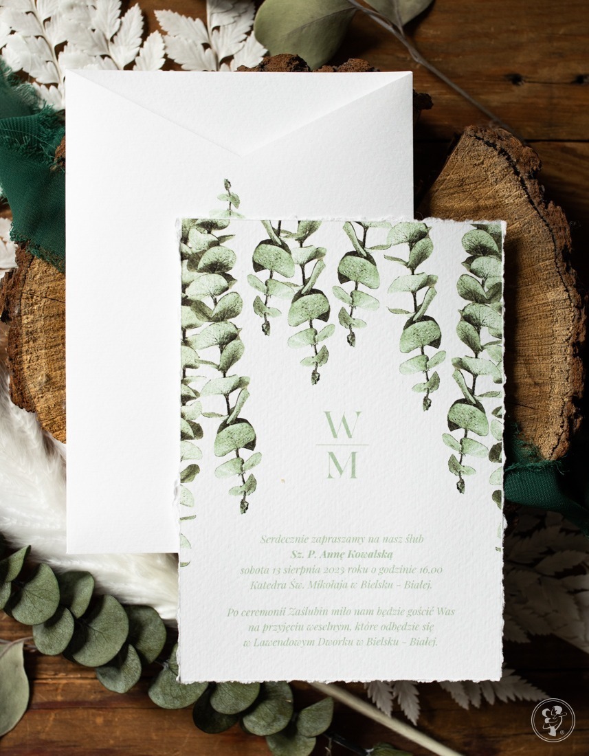 Zaproszenie ślubne szarpane – Eukaliptus - zdjęcie 1