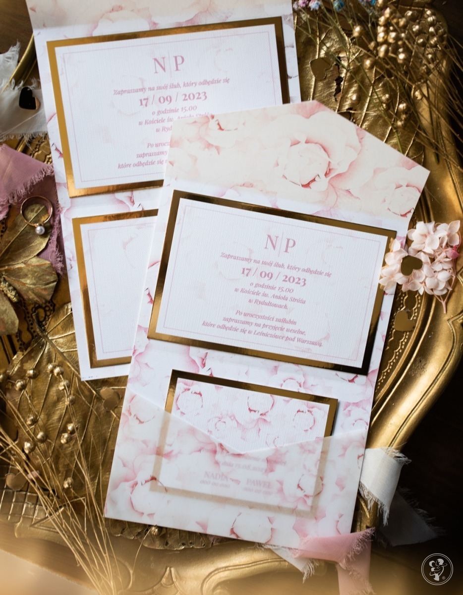 Zaproszenie ślubne w folderze – Pudrowa róża Glamour - zdjęcie 1