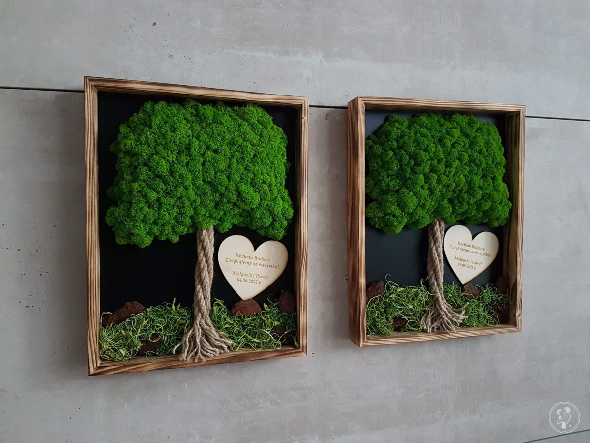 Wood and Plants - podziękowania dla rodziców, drzewko z mchu chrobotka | Prezenty ślubne Kraków, małopolskie - zdjęcie 1