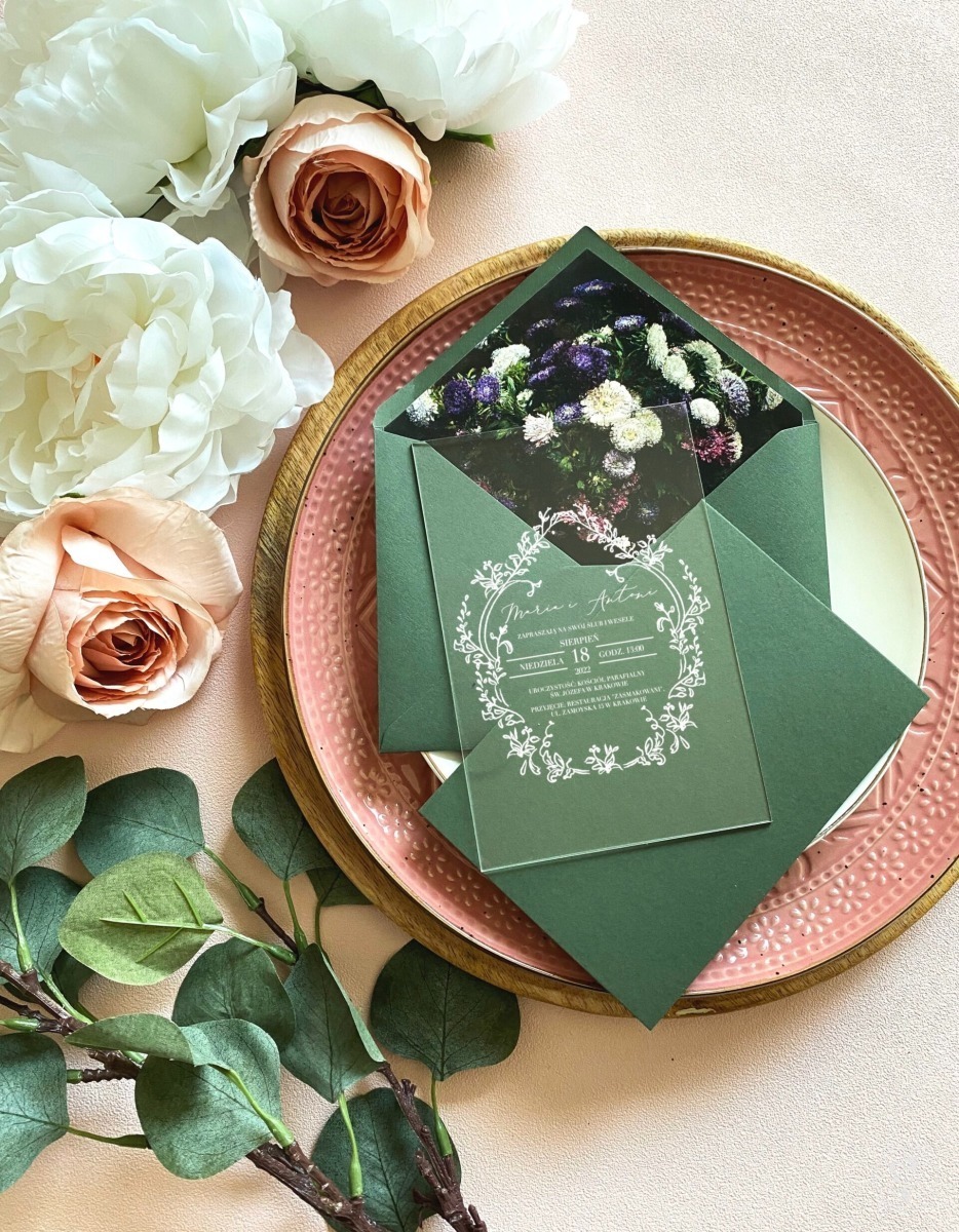 Transparentne zaproszenia ślubne na szkle akrylowym – Glam and shine - zdjęcie 1