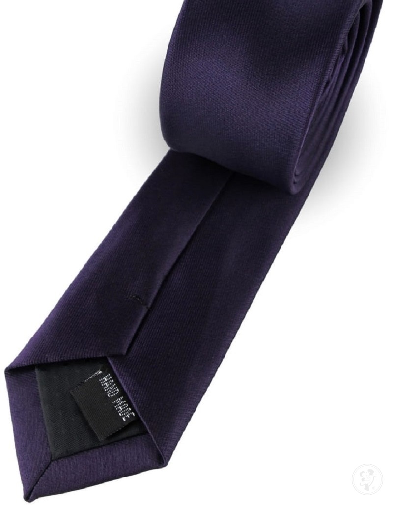 Krawat Męski Elegancki Modny Klasyczny szeroki gładki ciemny fiolet śliwka G309 - zdjęcie 1