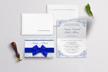 Zaproszenie ślubne  - Ornaments Niebieskie - zdjęcie 1