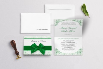 Zaproszenie ślubne  - Ornaments Zielone - zdjęcie 1