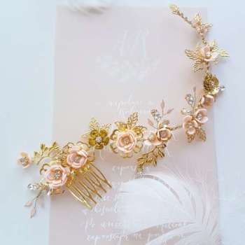Asymetryczny grzebień Flora Vine Gold - blush - zdjęcie 1
