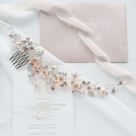 Asymetryczny grzebień Flora Vine Silver peach - zdjęcie 1