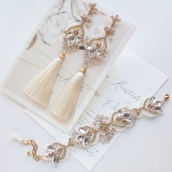Amelia Long Tassel Line Gold - kolczyki ślubne - zdjęcie 1