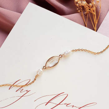 Espana Delicate - delikatnta bransoletka ślubna z perłami - zdjęcie 1