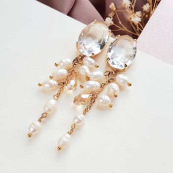 Espana Chains - kolczyki ślubne perłowe gronka - zdjęcie 1