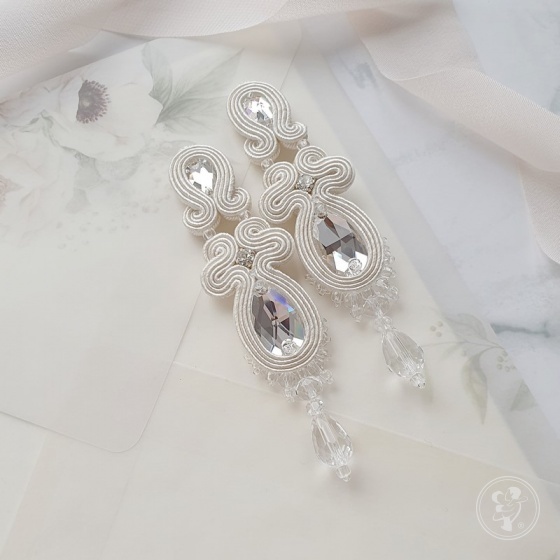 Sensuelle Soutache - smukłe kolczyki ślubne sutasz ivory - zdjęcie 1