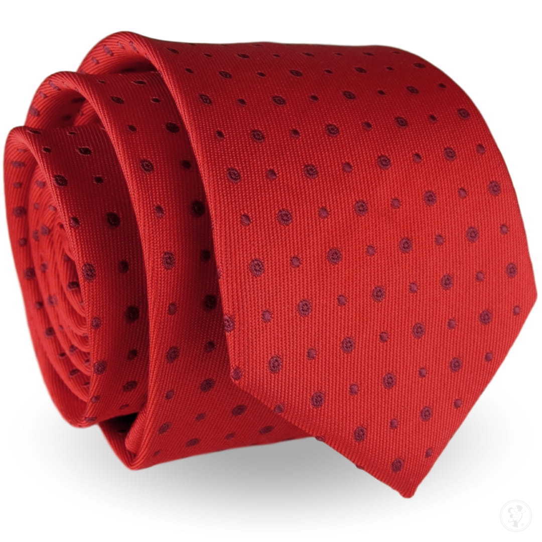 Krawat Męski Elegancki Modny klasyczny szeroki czerwony we wzory G242 - zdjęcie 1