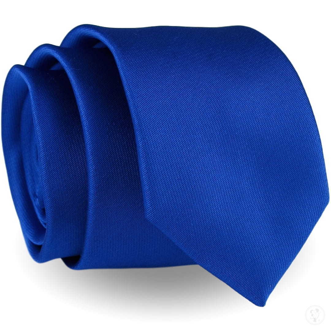 Krawat Męski Elegancki Modny Śledź wąski gładki niebieski chabrowy szafirowy G298 - zdjęcie 1