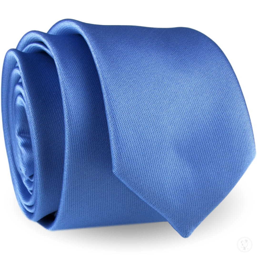 Krawat Męski Elegancki Modny Klasyczny szeroki gładki niebieski błękitny G315 - zdjęcie 1