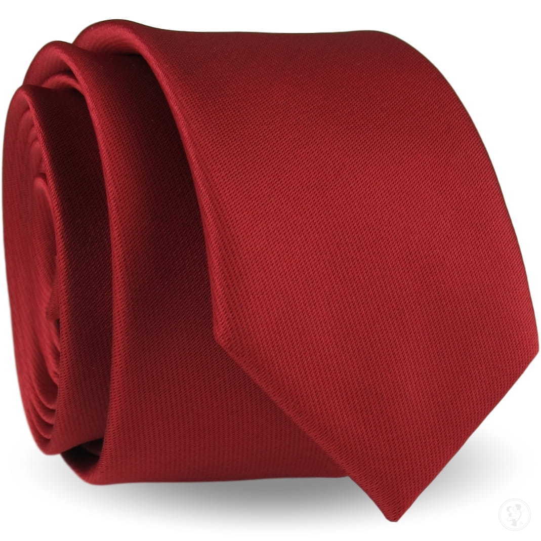 Krawat Męski Elegancki Modny Klasyczny szeroki gładki bordowy wiśniowy G320 - zdjęcie 1