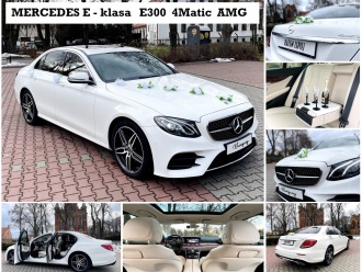 Biały Mercedes Klasa E300 4matic | Auto do ślubu Warszawa, mazowieckie