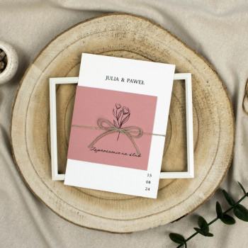 Minimalistyczne zaproszenia ślubne Tulip Pink - zdjęcie 1