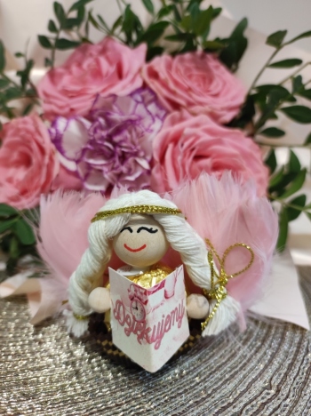 Orginalne podziekowanie- ręcznie robiony aniołek Ferrero Roche, Prezenty ślubne Sompolno
