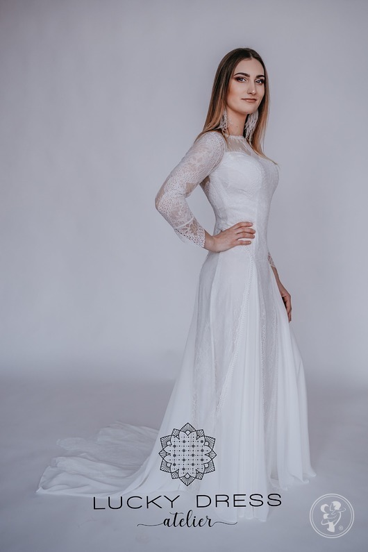 Suknia ślubna z długimi rękawami ivory / HALINA - zdjęcie 1