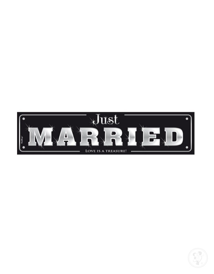 ŚLUBNA TABLICA REJESTRACYJNA na samochód, na auto czarna JUST MARRIED 1szt ŚLUB, WESELE, tablice rejestracyjne - zdjęcie 1
