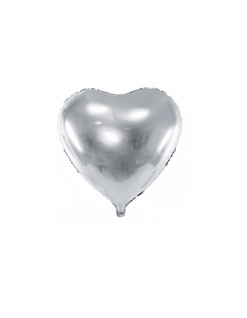 Balon foliowy XL SREBRNE SERCE ok.45cm Balony na walentynki, ślub, wesele, urodziny - zdjęcie 1