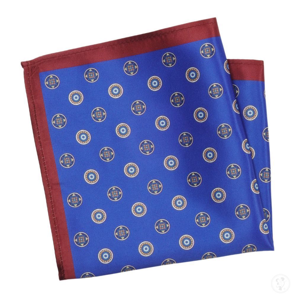 Poszetka Męska ALTIES, Chabrowo-Bordowa, Wzór Geometryczny, Męska, Elegancka - zdjęcie 1