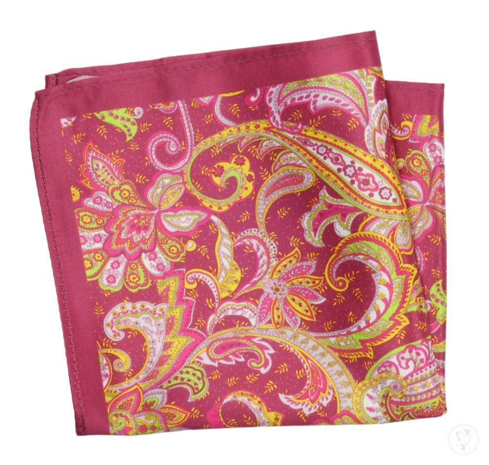 Poszetka Męska ALTIES, Czerwono-Żółta Wzór Paisley, Łezki, Męska, Elegancka - zdjęcie 1