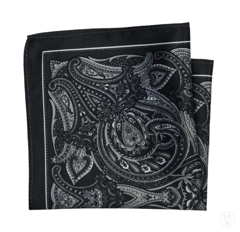 Poszetka Męska ALTIES, Czarno-Szara Wzór Paisley, Łezki, Męska, Elegancka - zdjęcie 1