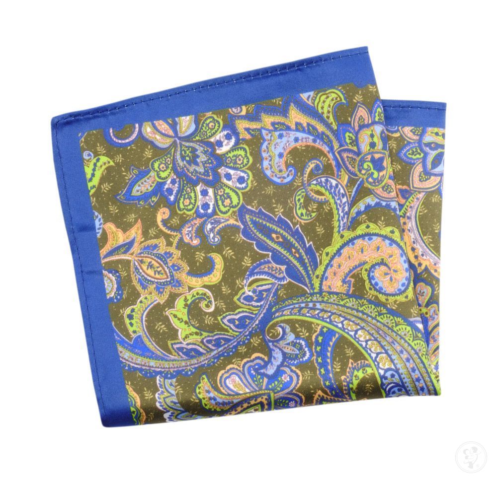 Poszetka Męska ALTIES, Chabrowo-Zielona Wzór Paisley, Łezki, Męska, Elegancka - zdjęcie 1