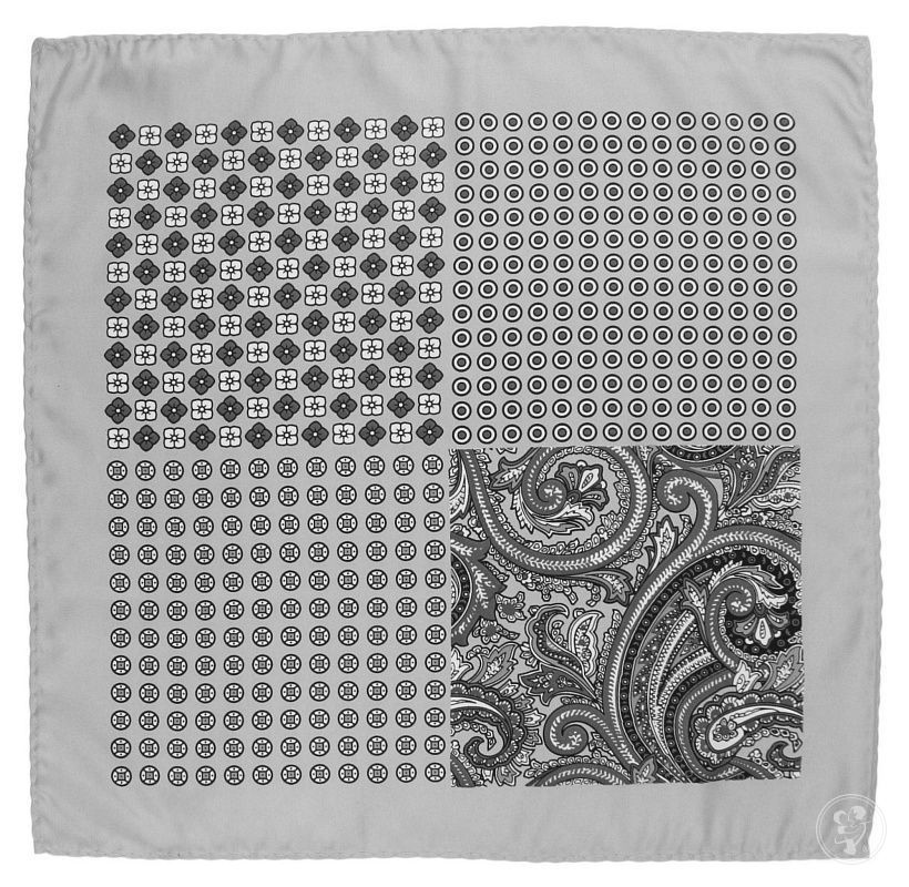 Szara Elegancka Poszetka Męska -ALTIES- 34x34 cm, Poczwórny Wzór - zdjęcie 1