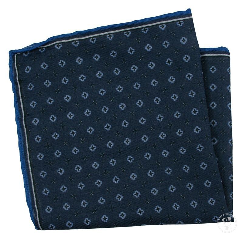 Ciemna Granatowa Męska Poszetka -EM Men's Accessories- w Figury Geometryczne - zdjęcie 1