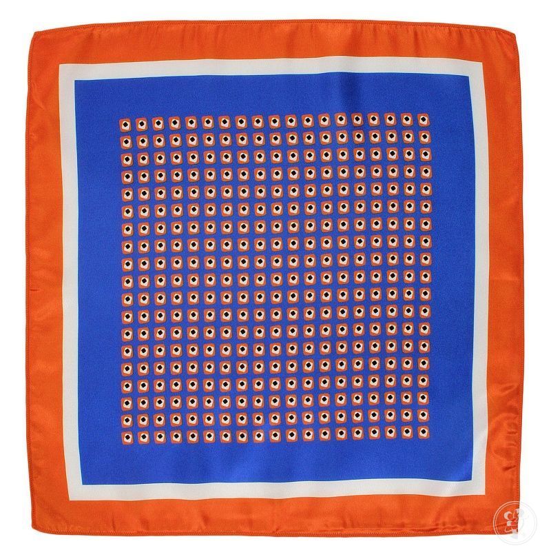 Niebiesko-Pomarańczowa Elegancka Poszetka Męska -ALTIES- Wzór Geometryczny - zdjęcie 1