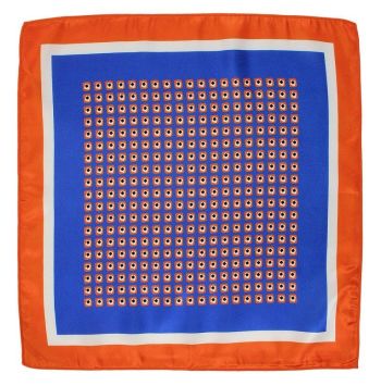 Niebiesko-Pomarańczowa Elegancka Poszetka Męska -ALTIES- Wzór Geometryczny - zdjęcie 1