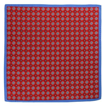 Czerwona Modna Poszetka - CHATTIER - Niebieski Wzór Florystyczny, Męska, w Kwiaty - zdjęcie 1