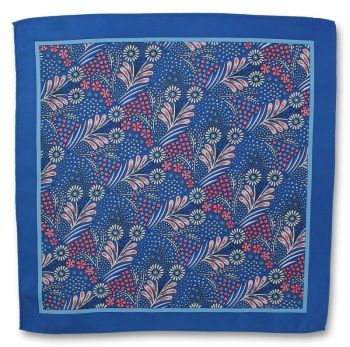 Stylowa Poszetka Męska CHATTIER - Kolor Niebieski, Wzór Kwiatowy, Motyw Florystyczny - zdjęcie 1