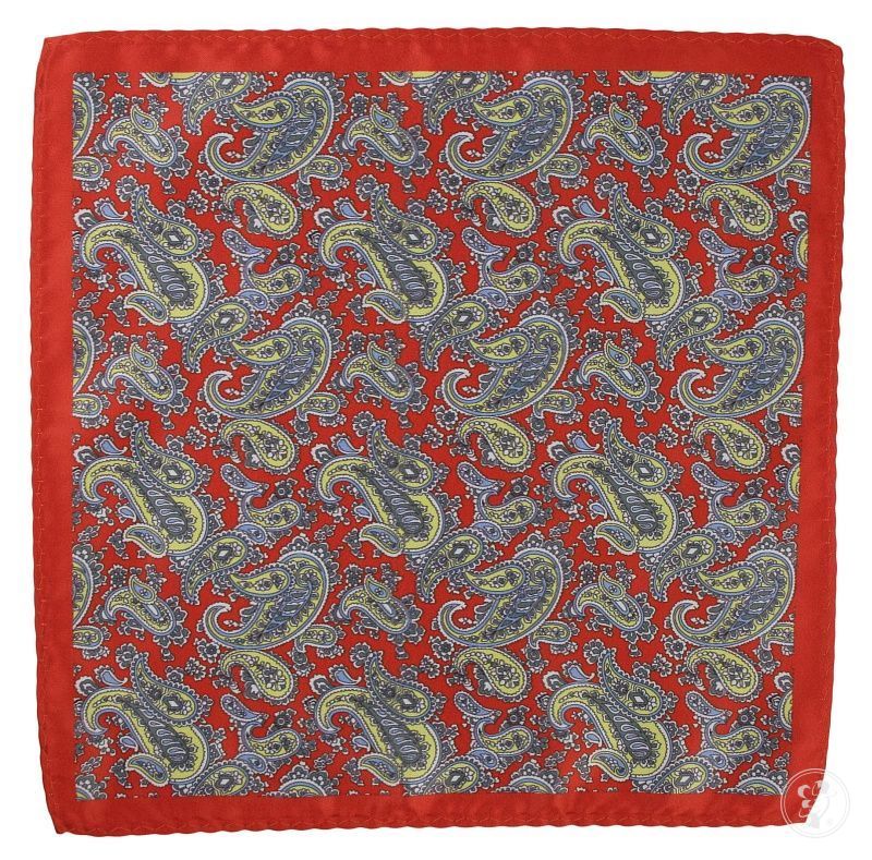 Miedziana Elegancka Męska Poszetka -ALTIES- Pomarańczowa w Paisley - zdjęcie 1