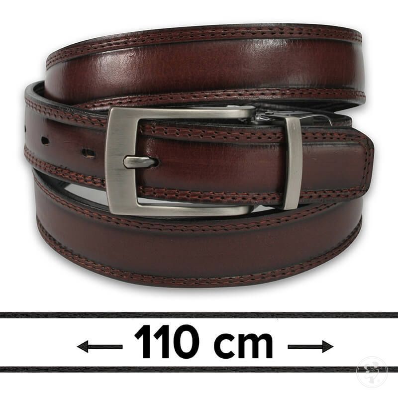 Dwustronny Pasek do Spodni, Czarno-Brązowy, 110 cm, Elegancki, Męski, Skórzany -ZET - zdjęcie 1