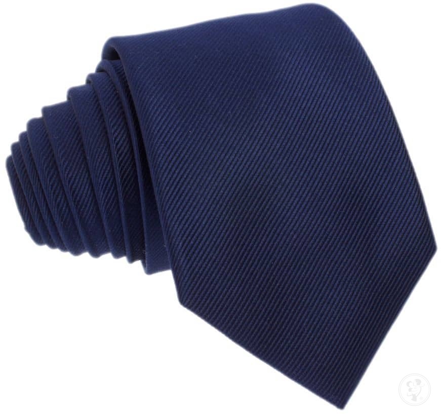 Krawat jedwabny - jednolity granat - zdjęcie 1