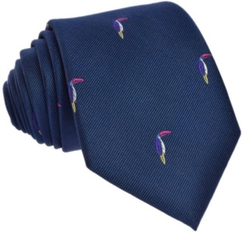Krawat jedwabny - tukany - zdjęcie 1