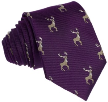 Krawat jedwabny - jelenie - zdjęcie 1