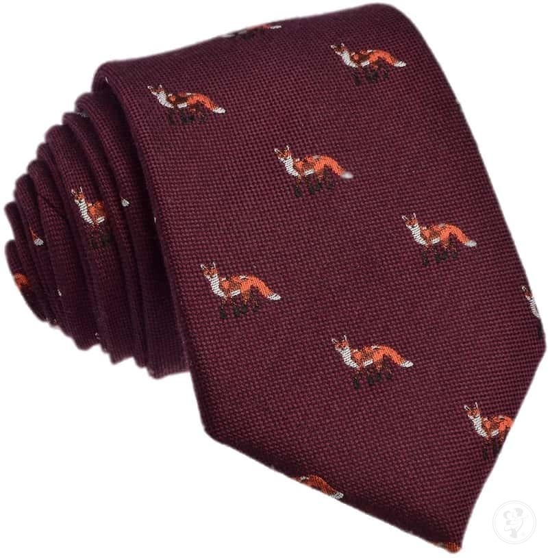 Krawat jedwabno-wełniany - lisy - zdjęcie 1