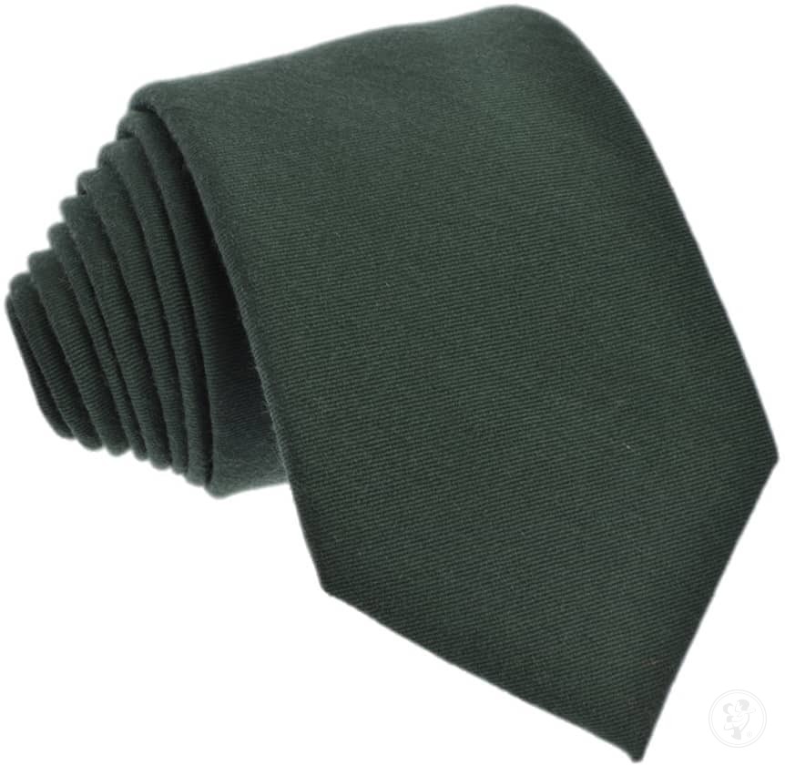 Krawat jedwabno - wełniany - jednolity zielony - zdjęcie 1